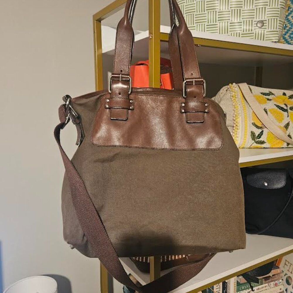 Tommy Bahama Leather and Canvas Tote Bag